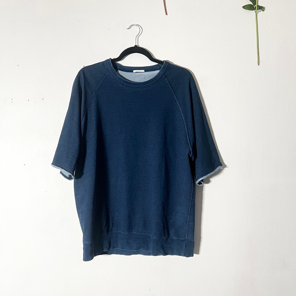 Uniqlo GU Mens Shirt Large Blue Short Sleeve Sweatshirt